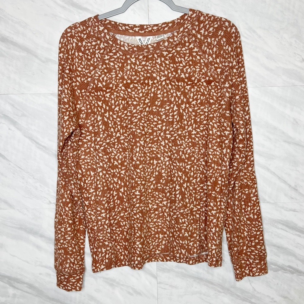 Roxy Anchors Away Printed Rib Long Sleeve Top Medium